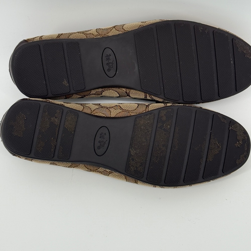 Coach Olive Signature Monogram Loafers Brown Canvas Gold Hardware Size 8.5B - Picture 4 of 8